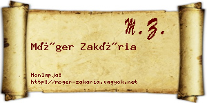 Móger Zakária névjegykártya